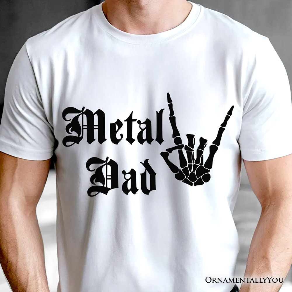 Metal Dad Skeleton T-Shirt, Rock Music Hand Sign Tee T-Shirts OrnamentallyYou 