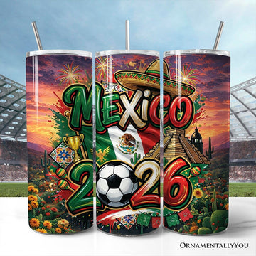 Mexico 2026 Soccer Cup Global Championship 20oz Tumbler With Lid and Stainless Steel Straw, Fans Football Gift Cup Tumbler OrnamentallyYou Non-Customized 