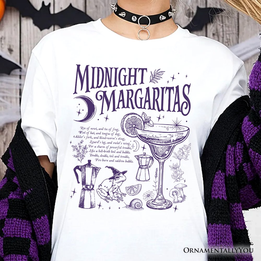 Midnight Margaritas Halloween T-Shirt, Whimsical Tee for Drinking Witches T-Shirts OrnamentallyYou 