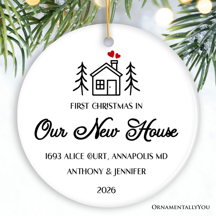 Minimalist First Christmas in Our New Home Personalized Ornament