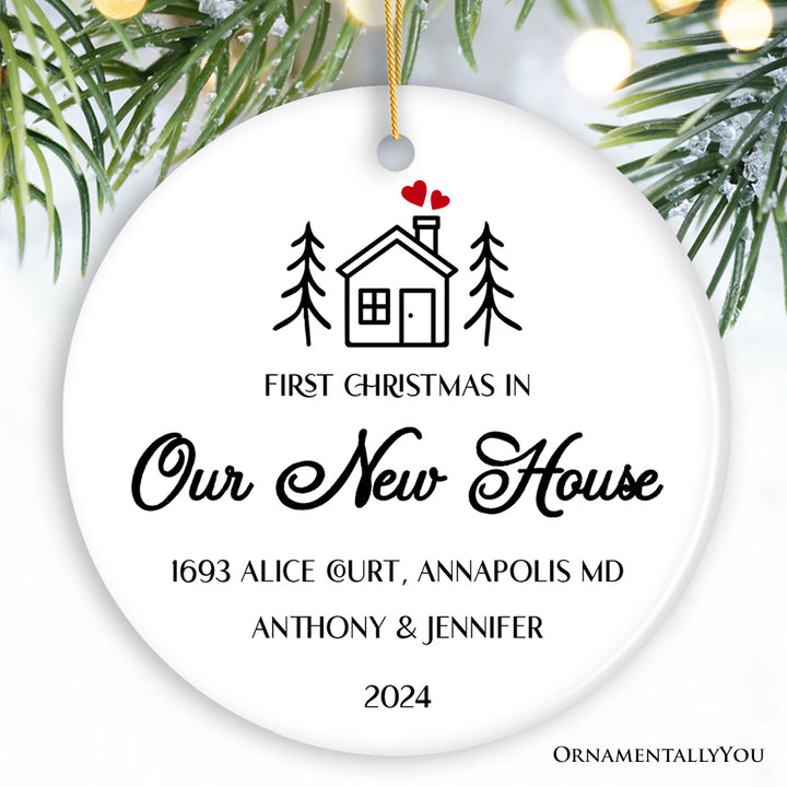 Minimalist First Christmas in Our New Home Personalized Ornament