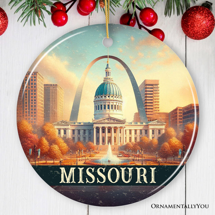 Missouri Gateway Arch and Courthouse Ornament, Iconic St. Louis Landmarks Christmas Gift and Souvenir