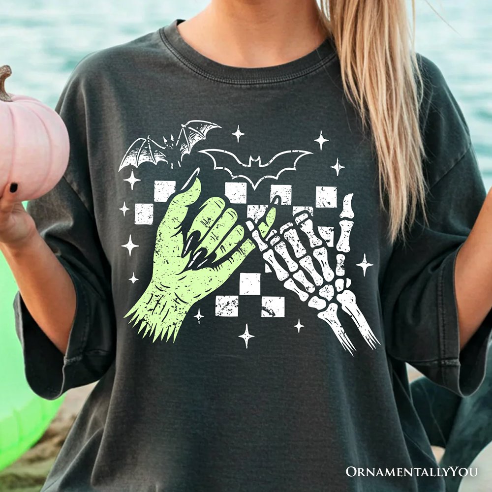 Monster Skeleton Pinky Promise T-Shirt, Funny Spooky Halloween Tee T-Shirts OrnamentallyYou 