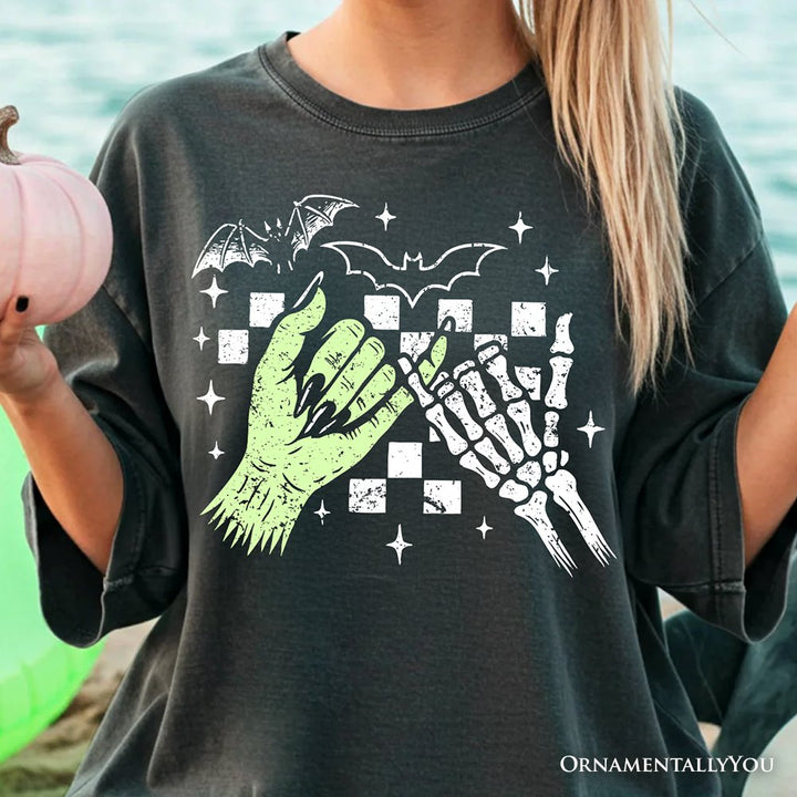 Monster Skeleton Pinky Promise T-Shirt, Funny Spooky Halloween Tee T-Shirts OrnamentallyYou 