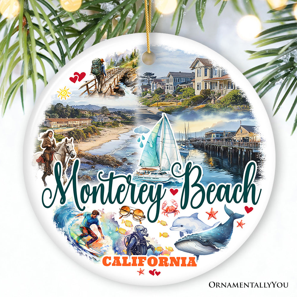 Monterey Beach Artistic Christmas Ornament, California Coastal Marine Life Decoration