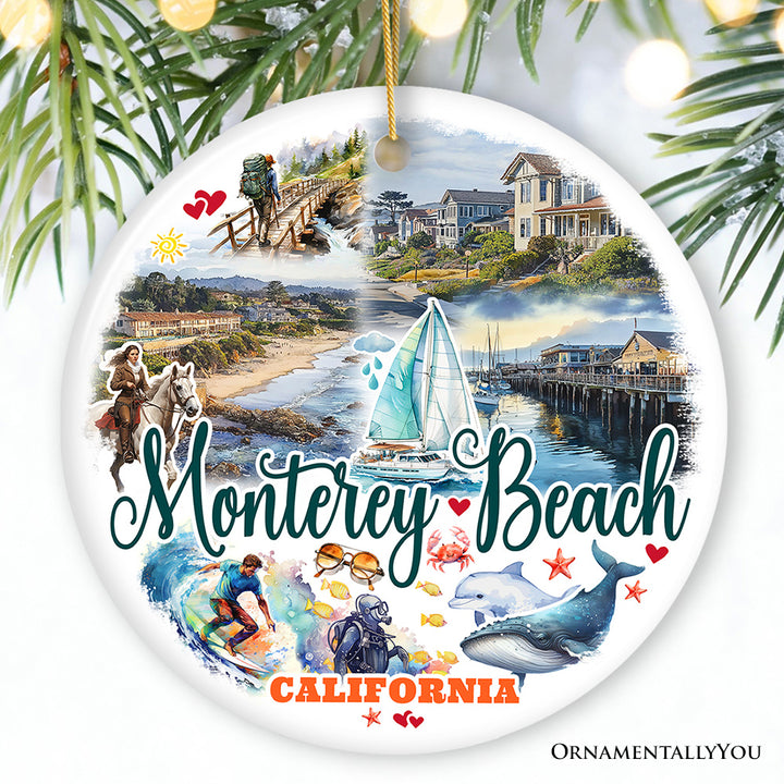 Monterey Beach Artistic Christmas Ornament, California Coastal Marine Life Decoration