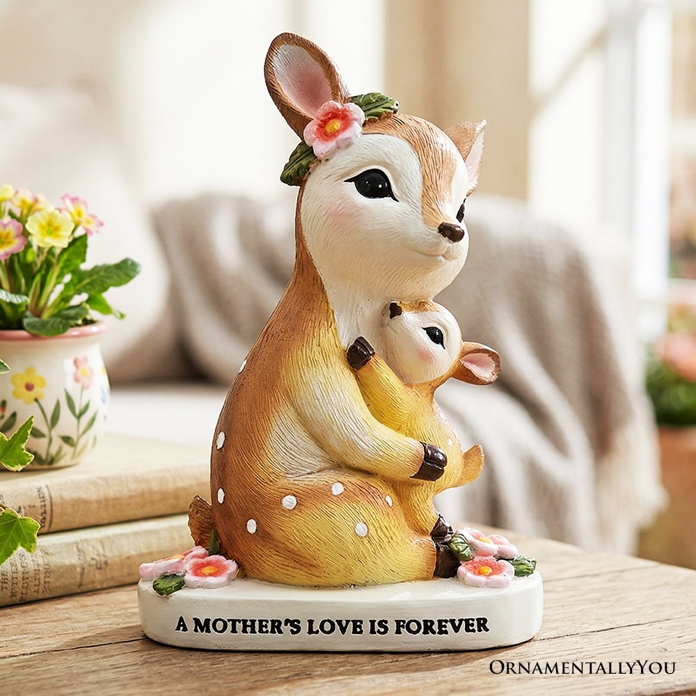Mother's Love Sentimental Deer and Fawn Figurine, 7" Tabletop Statue and Encouraging Gift for Mom Resin Statues OrnamentallyYou 