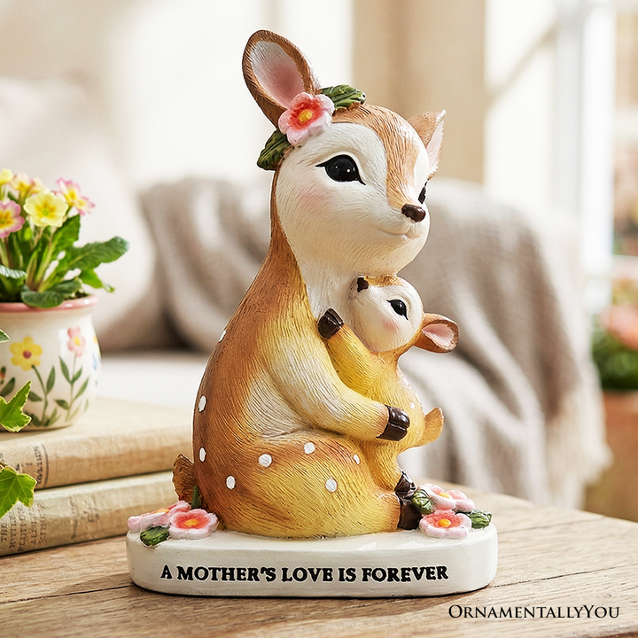 Mother's Love Sentimental Deer and Fawn Figurine, 7" Tabletop Statue and Encouraging Gift for Mom