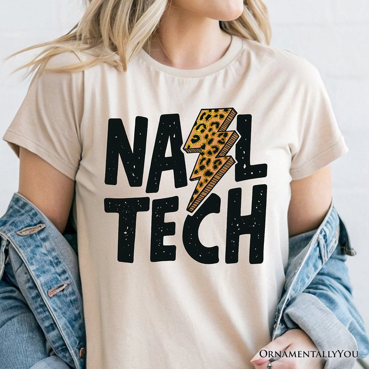 Nail Tech Leopard Lightning T-Shirt, Retro Stylist Tee T-Shirts OrnamentallyYou 