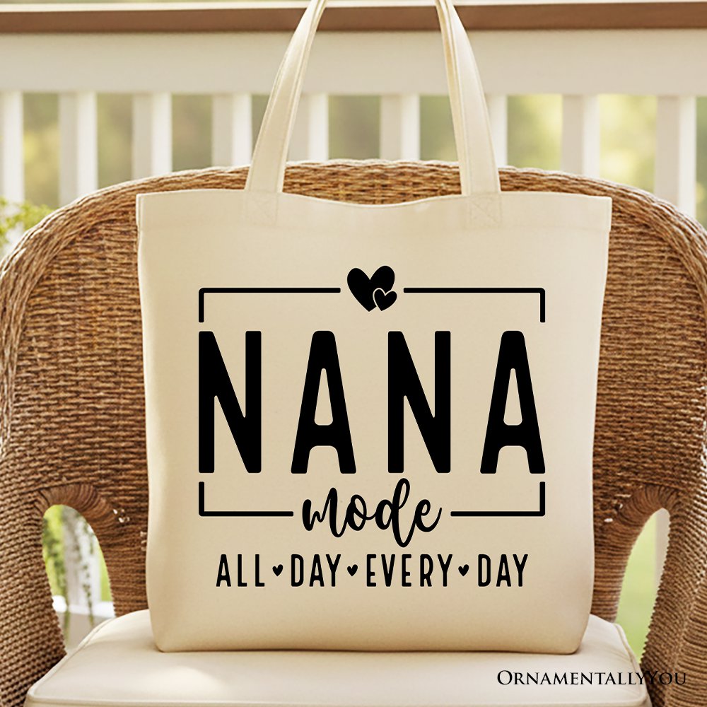 Nana Mode Canvas Tote Bag, All Day Every Day Gift Shopper for Grandma Tote Bag OrnamentallyYou Beige 