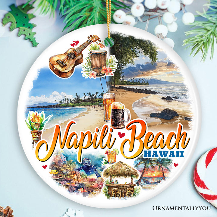 Napili Beach Hawaii Tropical Paradise Christmas Ornament, Hawaiian Islands Souvenir