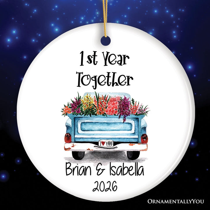New Couple First Year Together Ornament Ceramic Ornament OrnamentallyYou Circle 