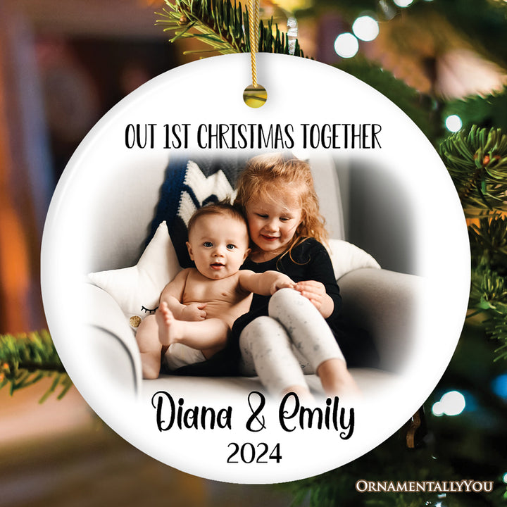 New Little Brother or Sister Customized Photo Ornament, Our 1st Christmas Together