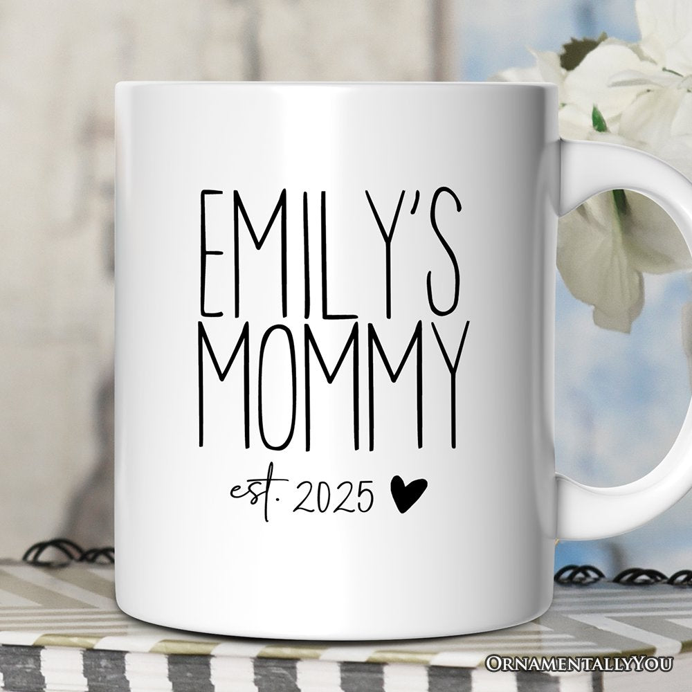 New Mom Personalized Mug, Blessed Mommy Gift With Custom Name and Year Personalized Ceramic Mug OrnamentallyYou 12oz Mug Customized 