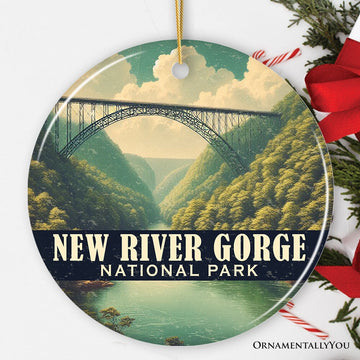 New River Gorge National Park Ornament, West Virginia Iconic Bridge View Christmas Keepsake and Travel Souvenir Ceramic Ornament OrnamentallyYou 