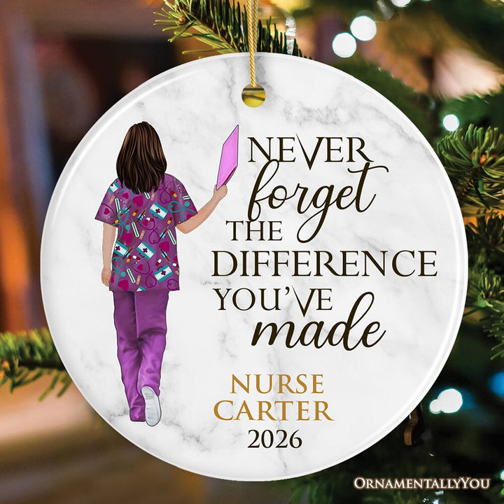 Nurse Appreciation Personalized Gift Inspirational Quote Ornament, Custom Healthcare Worker Ceramic Ornament OrnamentallyYou Circle 