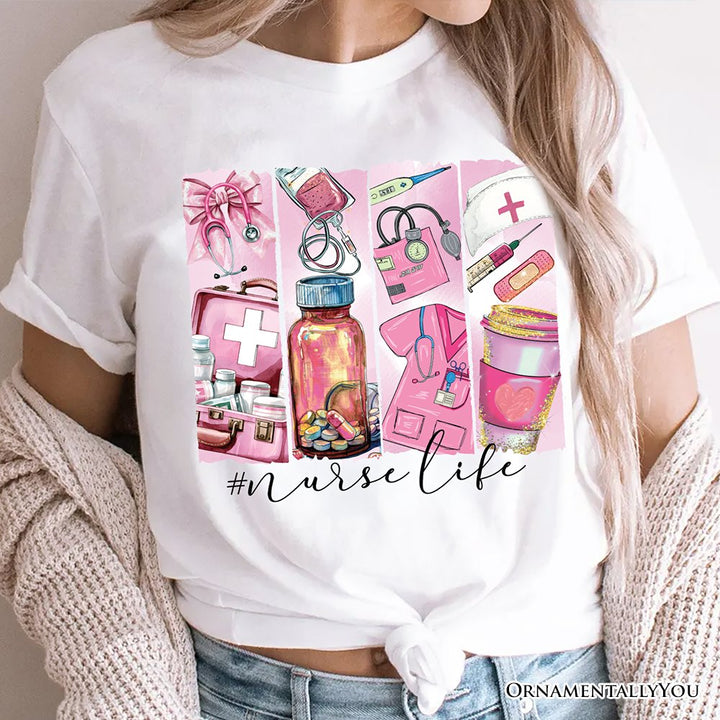 Nurse Life T-Shirt, White and Natural Medical Essentials Tee for Coquette Nurses T-Shirts OrnamentallyYou 