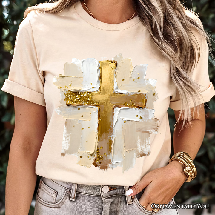 Oil Brushstroke Cross T-Shirt, Christian Faith Jesus Easter Tee