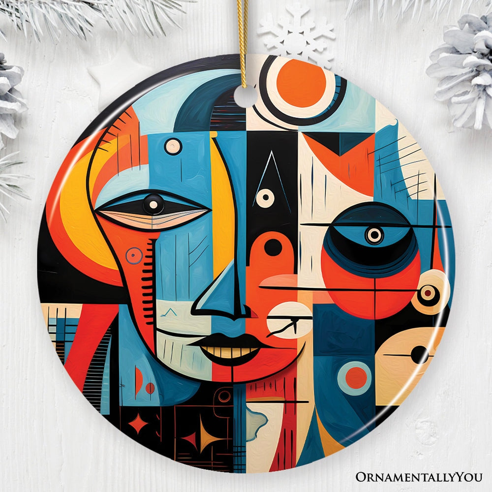 Pablo Picasso Modernist Mosaic Round Ceramic Ornament, Abstract Cubist Art Face Decoration Souvenir Ceramic Ornament OrnamentallyYou Circle 