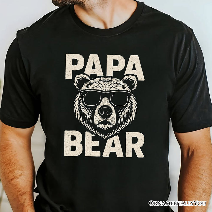 Papa Bear Sunglasses T-Shirt, Black Vintage Tee for Cool Dads T-Shirts OrnamentallyYou 