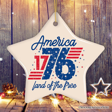 Patriotic America 1776-2026 Land of the Free Ornament, 250 Year Independence Day Celebration Keepsake Ceramic Ornament OrnamentallyYou Star 