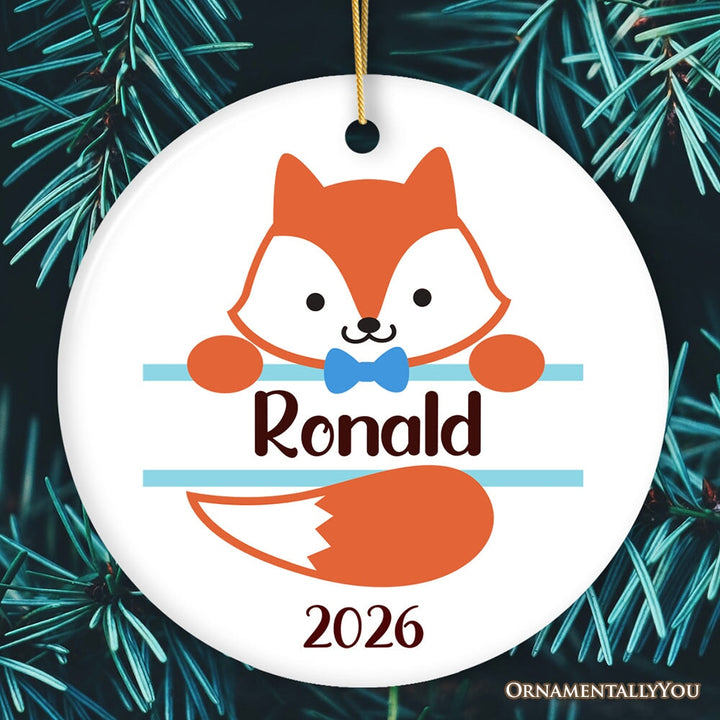 Personalized Baby Fox Christmas Ornament Ceramic Ornament OrnamentallyYou 