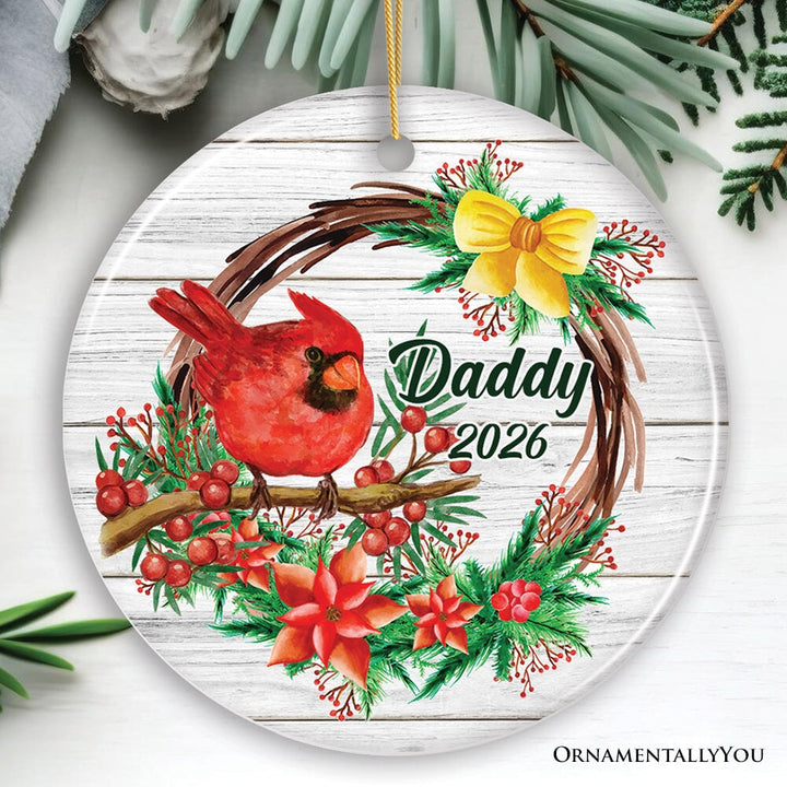 Personalized Cardinal Christmas Ornament with Name and Year, Ceramic Family Gift Ceramic Ornament OrnamentallyYou 