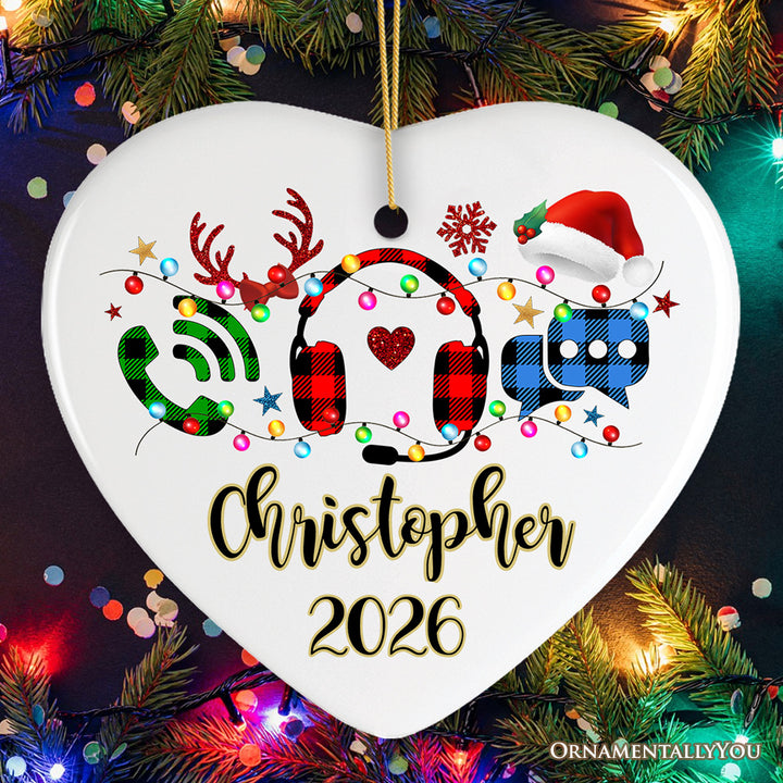 Personalized Customer Service Representative Buffalo Plaid Leopard Merry Christmas Ornament Gift