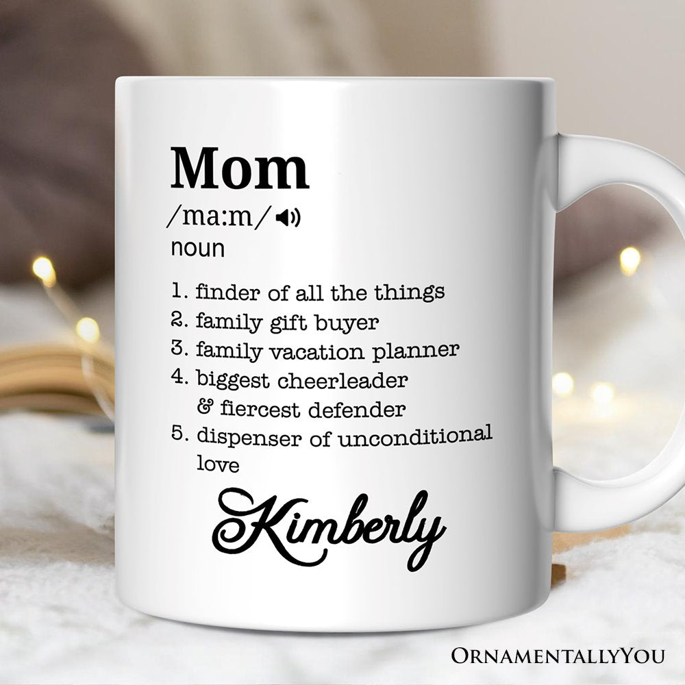 Personalized Mom Definition Mug, Funny Mothers Day Gift with Custom Name Personalized Ceramic Mug OrnamentallyYou 12oz Mug Customized 