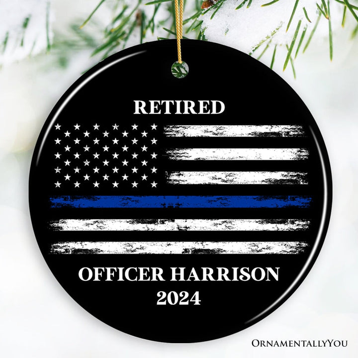 Personalized Retired Police Officer Ornament, Retiring Law Enforcement Cop Gift Ceramic Ornament OrnamentallyYou 