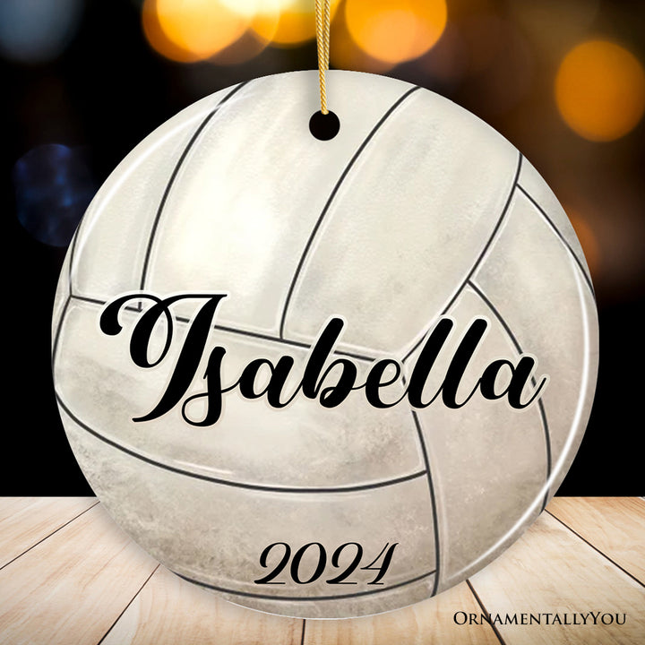 Personalized Volleyball Christmas Ornament, Festive Holiday Theme with Name and Date