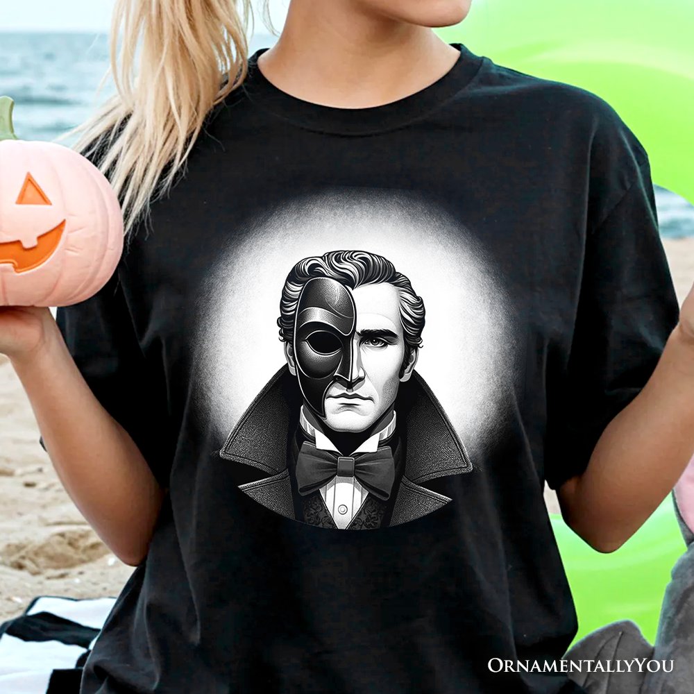 Phantom Opera Spooky Portrait T-Shirt, Horror Villain Theme Halloween Tee T-Shirts OrnamentallyYou 