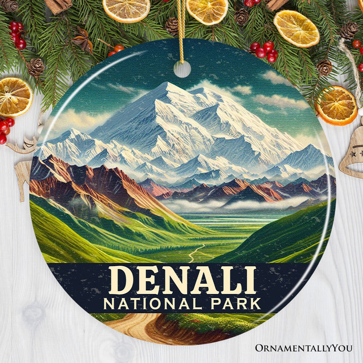Picturesque Denali National Park Ornament, Alaska Majestic Range Christmas Gift and Nature Souvenir