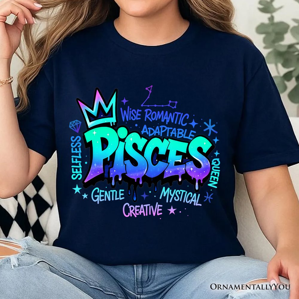 Pisces Graffiti Zodiac T-Shirt, Street Style Astrology Horoscope Tee T-Shirts OrnamentallyYou 