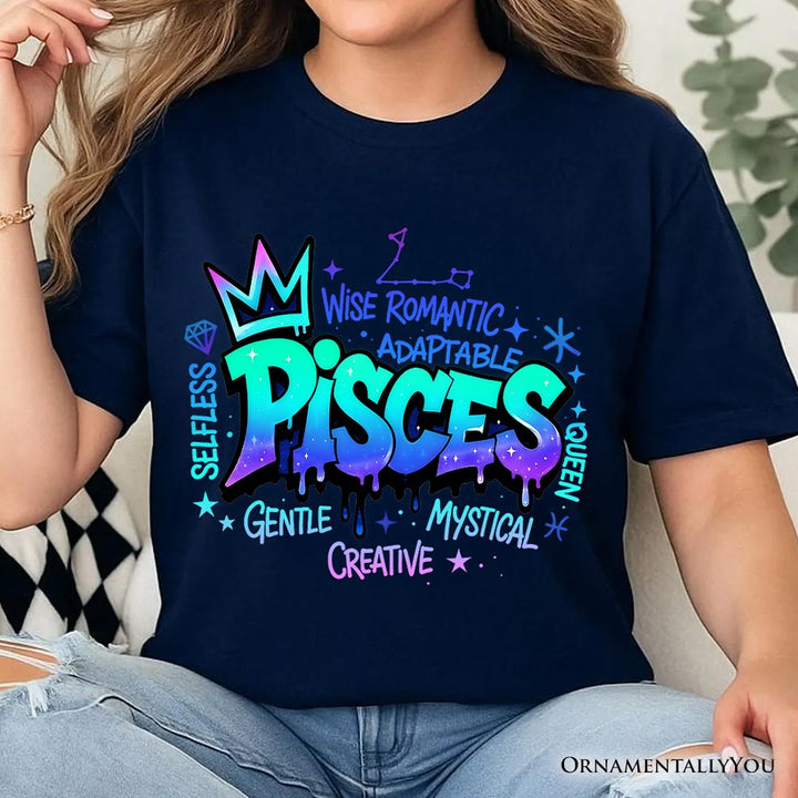Pisces Graffiti Zodiac T-Shirt, Street Style Astrology Horoscope Tee T-Shirts OrnamentallyYou 