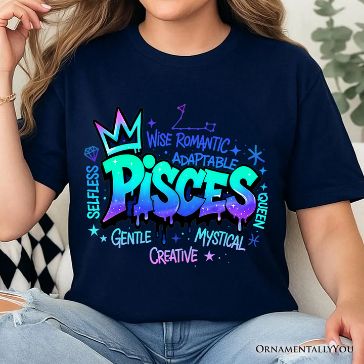 Pisces Graffiti Zodiac T-Shirt, Street Style Astrology Horoscope Tee