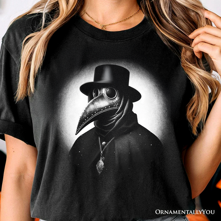 Plague Doctor Spooky Portrait T-Shirt, Horror Villain Theme Halloween Tee