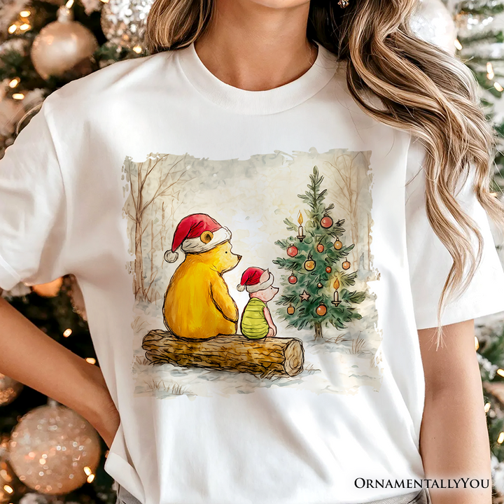 Pooh Bear Christmas With Friends T-Shirt, Cozy Heartwarming Holiday Tee