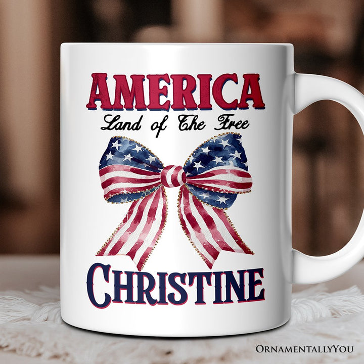 Proud American Personalized Mug, America Gift With Custom Name Personalized Ceramic Mug OrnamentallyYou 12oz Mug Customized 