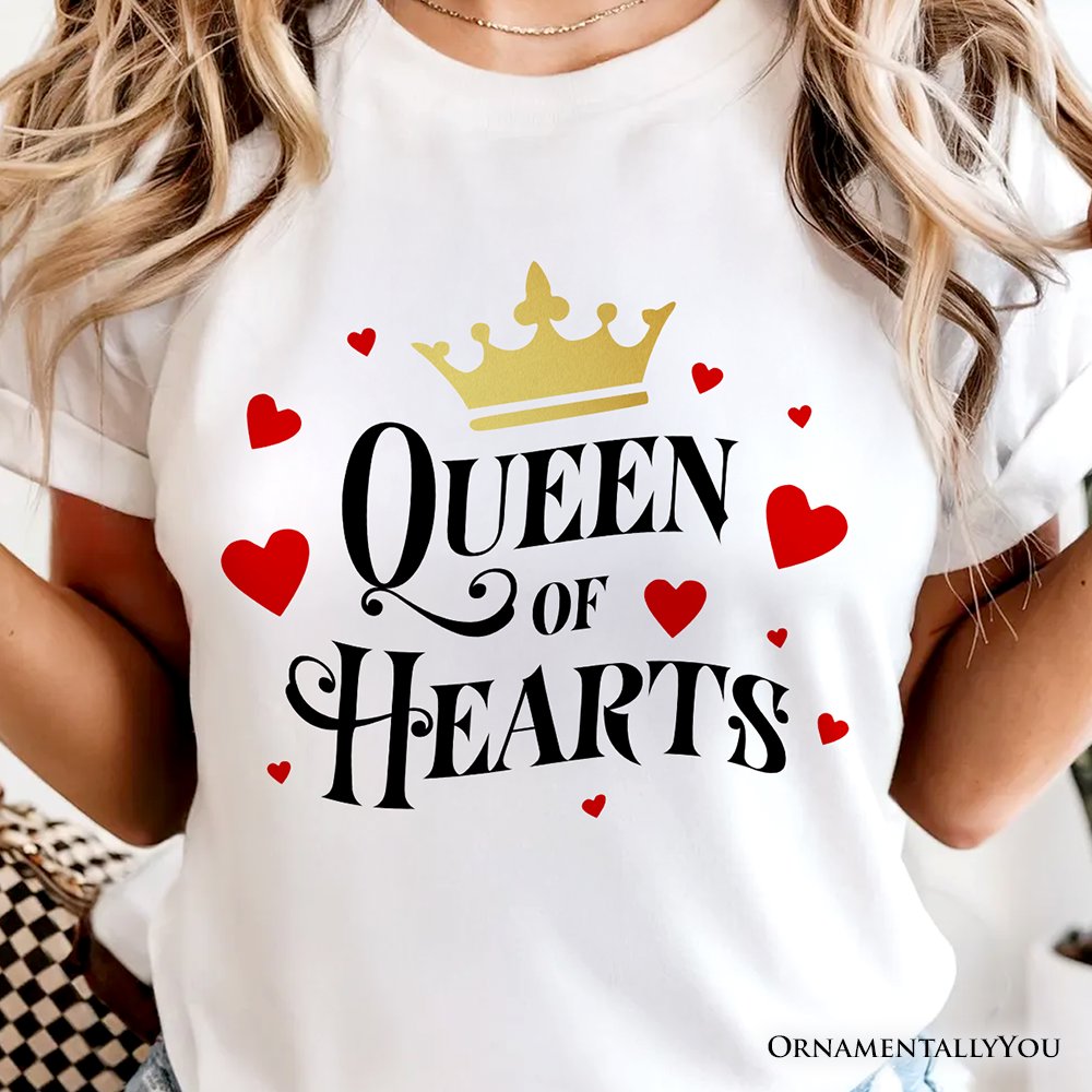 Queen of Hearts Crown T-Shirt, Royal Retro Valentine Tee T-Shirts OrnamentallyYou 