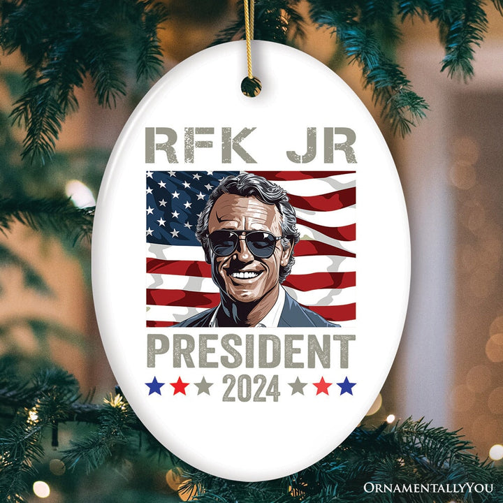 RFK JR for President 2024 Vintage Art Ornament, Robert Kennedy OrnamentallyYou Oval White 