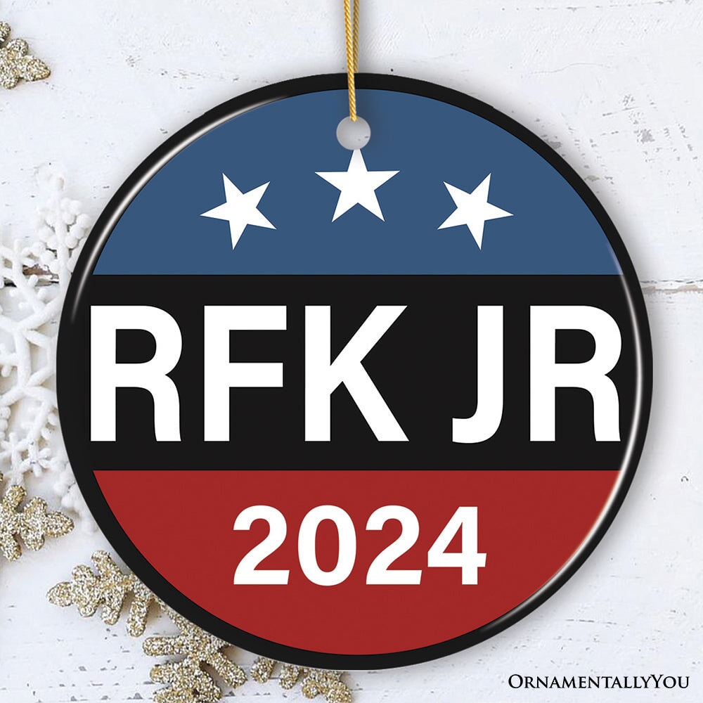 RFK JR for President 2024 in Black Ornament, Robert Kennedy OrnamentallyYou Circle 