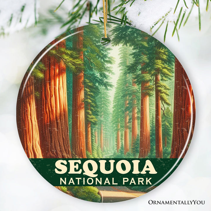 Radiant Sequoia National Park Ornament, California Forest Path Christmas Gift and Nature Explorer Souvenir