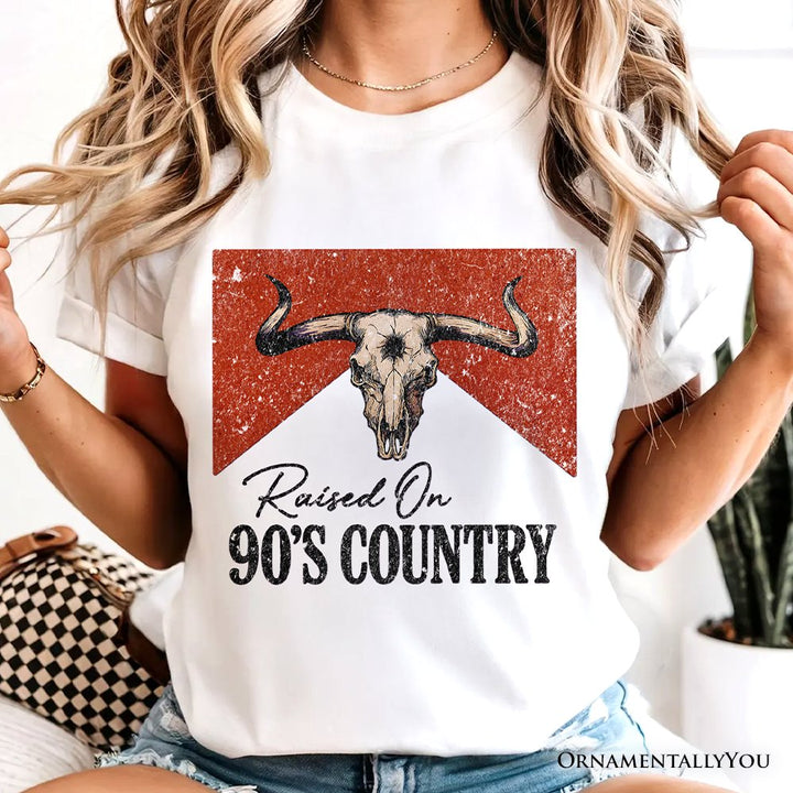 Raised On 90s Country T-Shirt, Vintage Bull Skull Tee T-Shirts OrnamentallyYou 