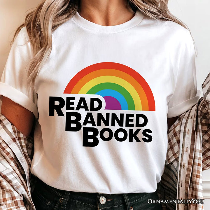 Read Banned Books Rainbow Retro T-Shirt, Bookish Freedom Tee T-Shirts OrnamentallyYou 