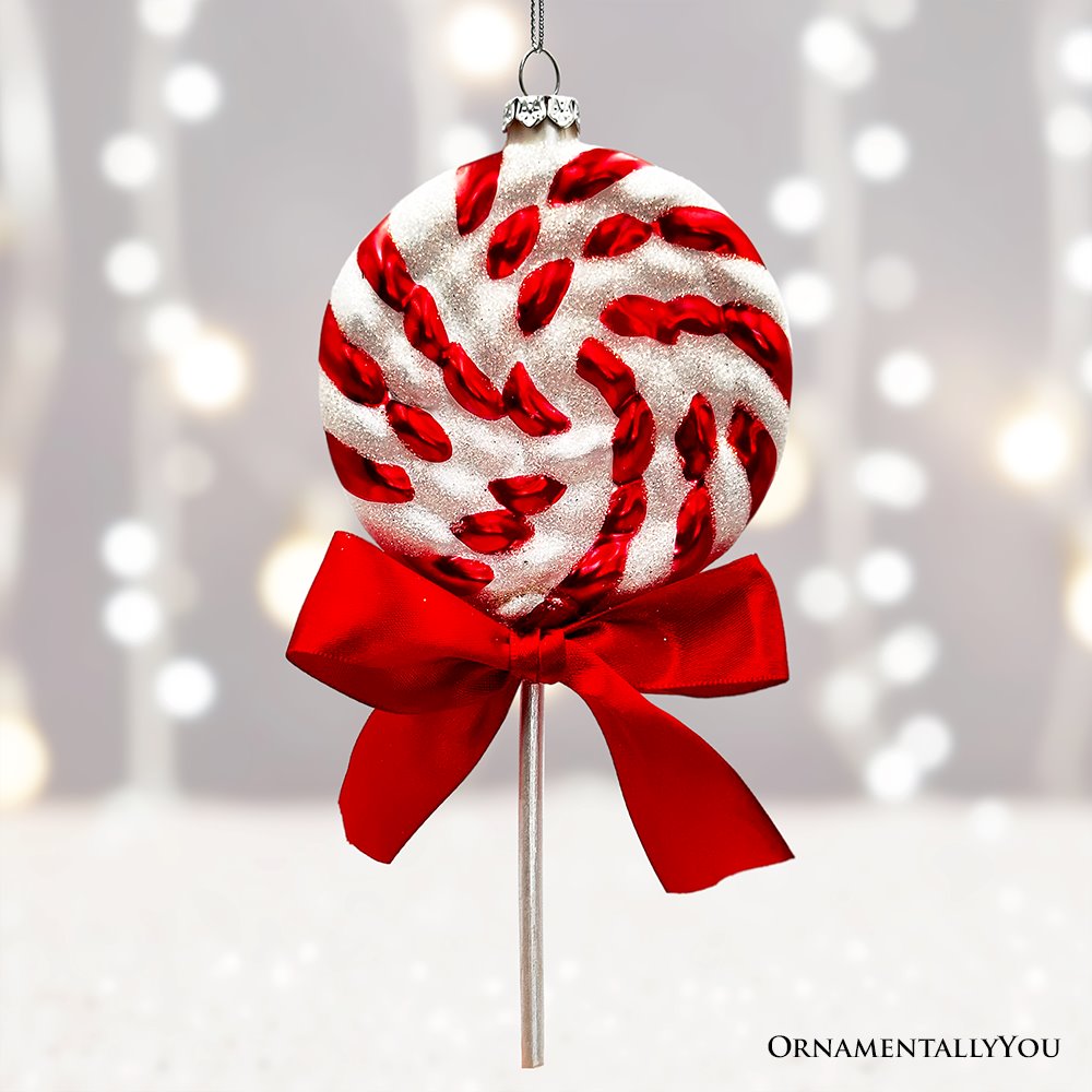 Red Swirl Candycane Lollipop Glass Christmas Ornament Glass Ornament OrnamentallyYou 