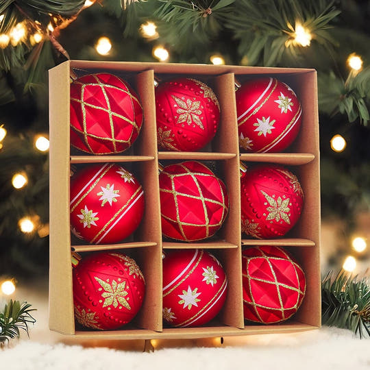 Red and Gold Unique Shatterproof Ornament Bauble Set Ornament Bundle OrnamentallyYou 
