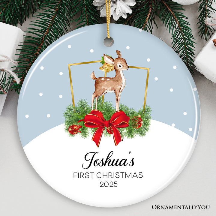 Reindeer Baby's First Christmas Personalized Ornament