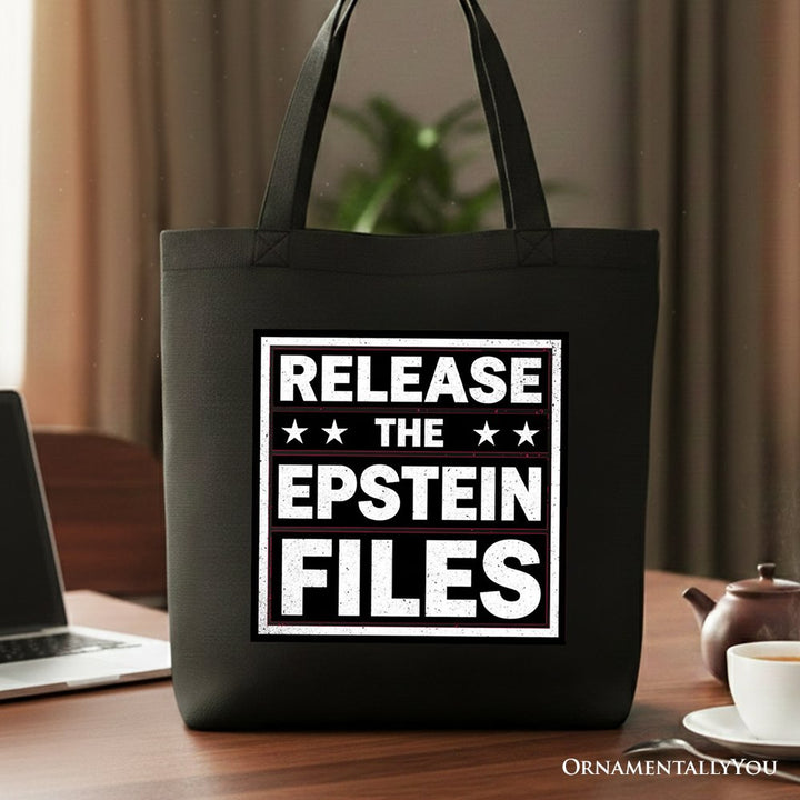 Release The Epstein Files Canvas Tote Bag, Justice Demand Protest Gift Shopper OrnamentallyYou Black 