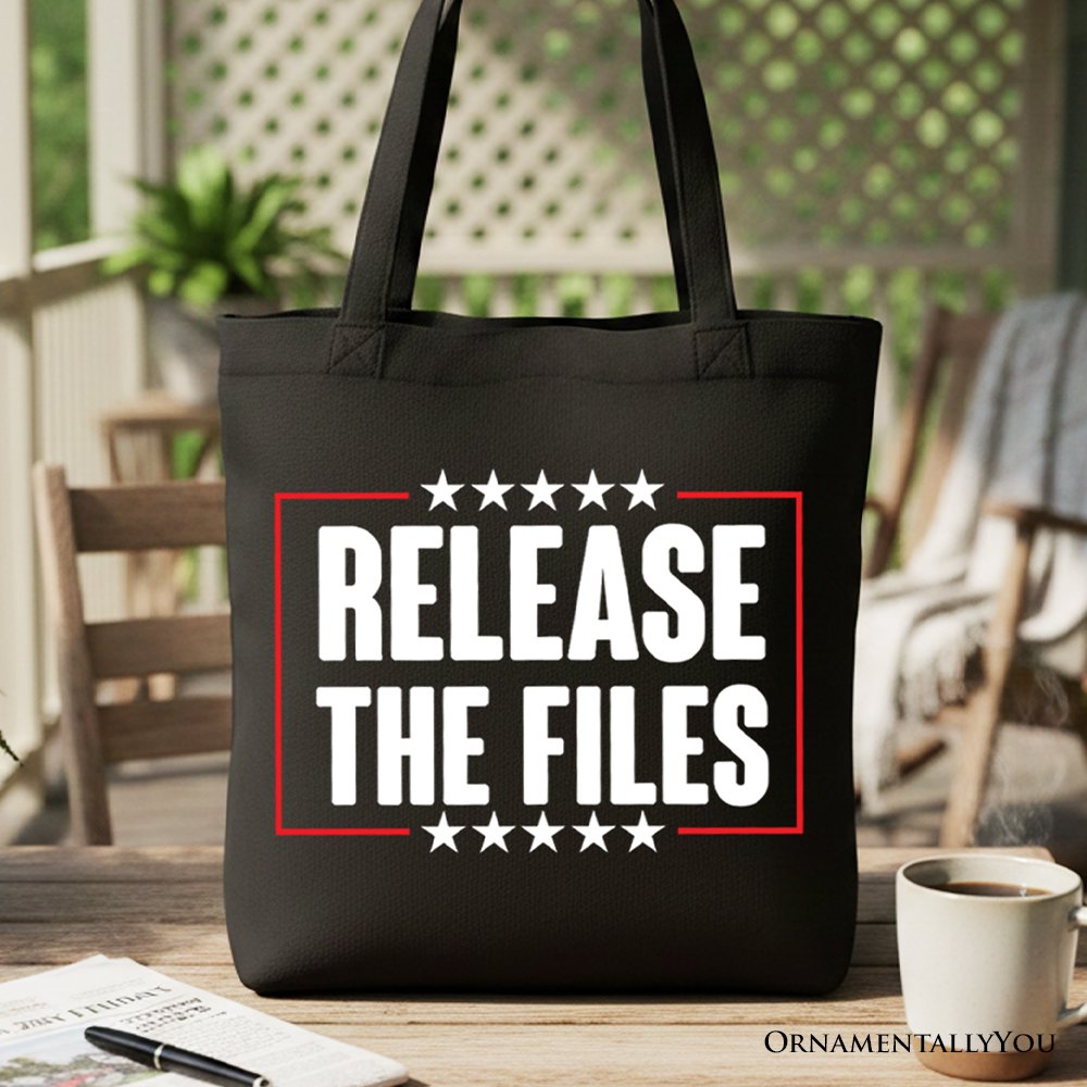 Release The Files Protest Canvas Tote Bag, Government Transparency Resistance Gift Shopper OrnamentallyYou Black 